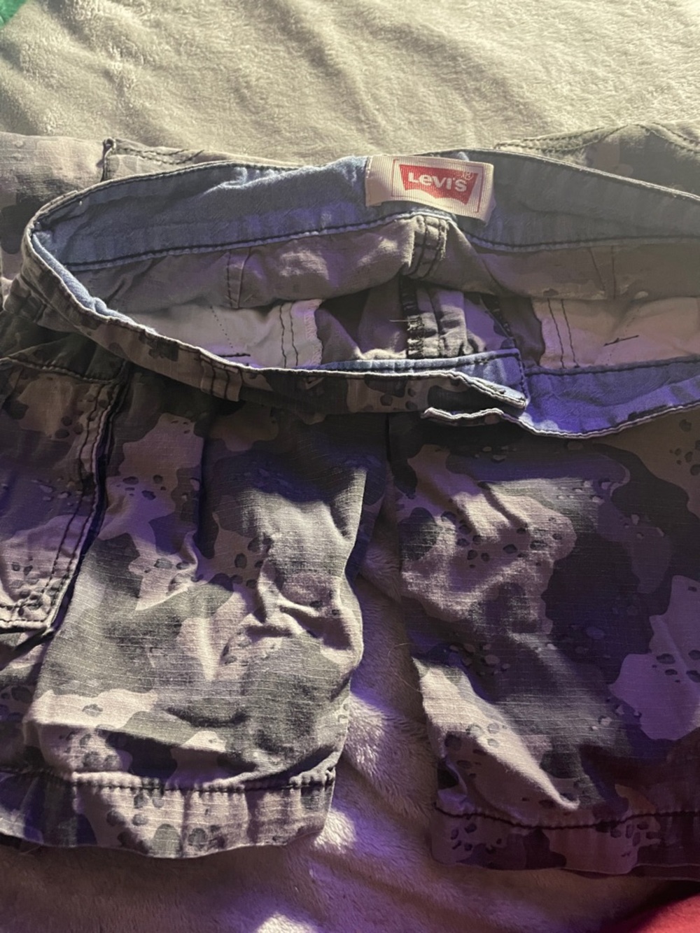 Levi's Purple and Gray Camo Cargo Shorts